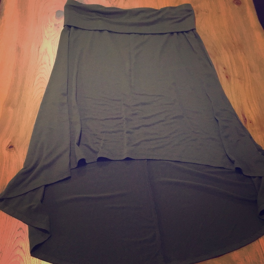 Mossimo olive green fold over high low skirt